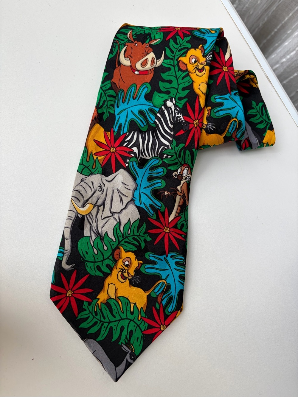 Vtg 90s Disney Store The Lion King Silk Tie Mens Jungle Safari Necktie Korea
